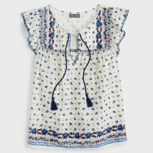 J. Crew Tops - J. Crew Point Sur Flutter Sleeve Peasant Top